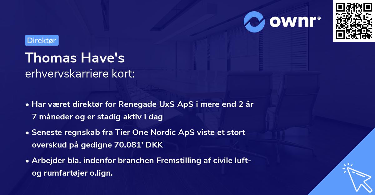 Thomas Have's erhvervskarriere kort