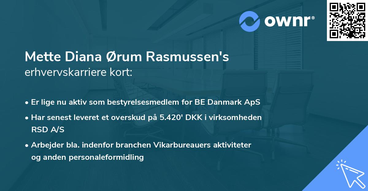 Mette Diana Ørum Rasmussen's erhvervskarriere kort