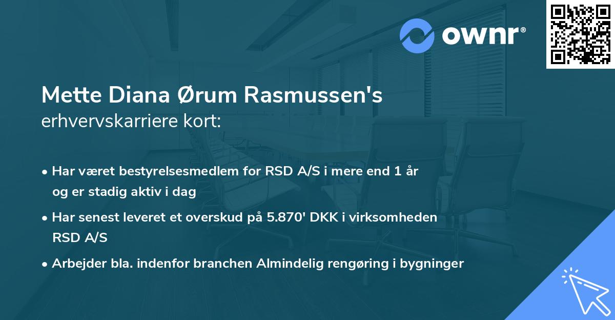Mette Diana Ørum Rasmussen's erhvervskarriere kort
