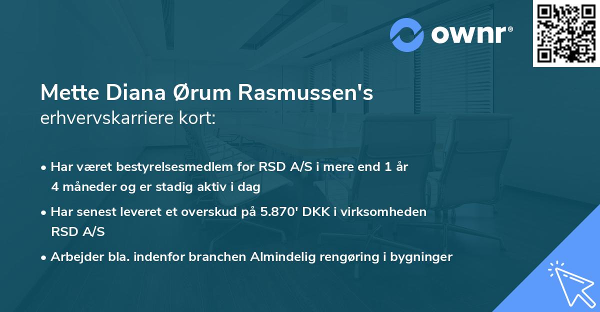 Mette Diana Ørum Rasmussen's erhvervskarriere kort