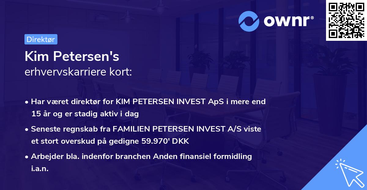 Kim Petersen's erhvervskarriere kort