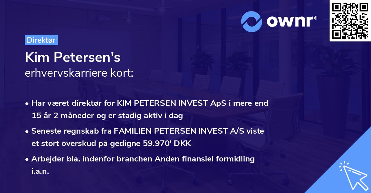 Kim Petersen's erhvervskarriere kort