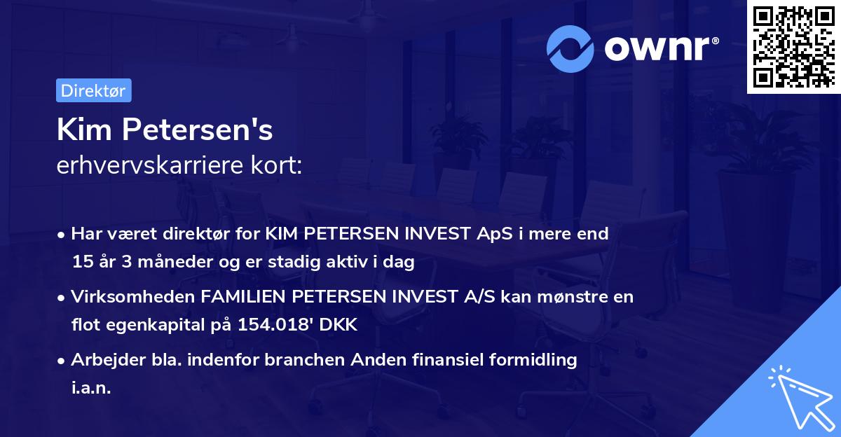 Kim Petersen's erhvervskarriere kort