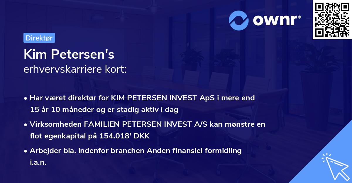 Kim Petersen's erhvervskarriere kort