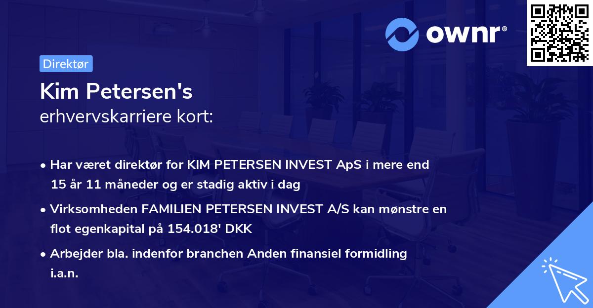 Kim Petersen's erhvervskarriere kort