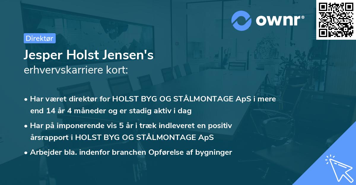 Jesper Holst Jensen's erhvervskarriere kort