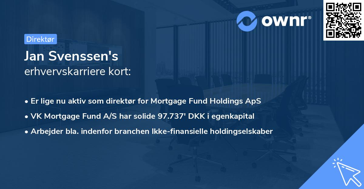 Jan Svenssen's erhvervskarriere kort