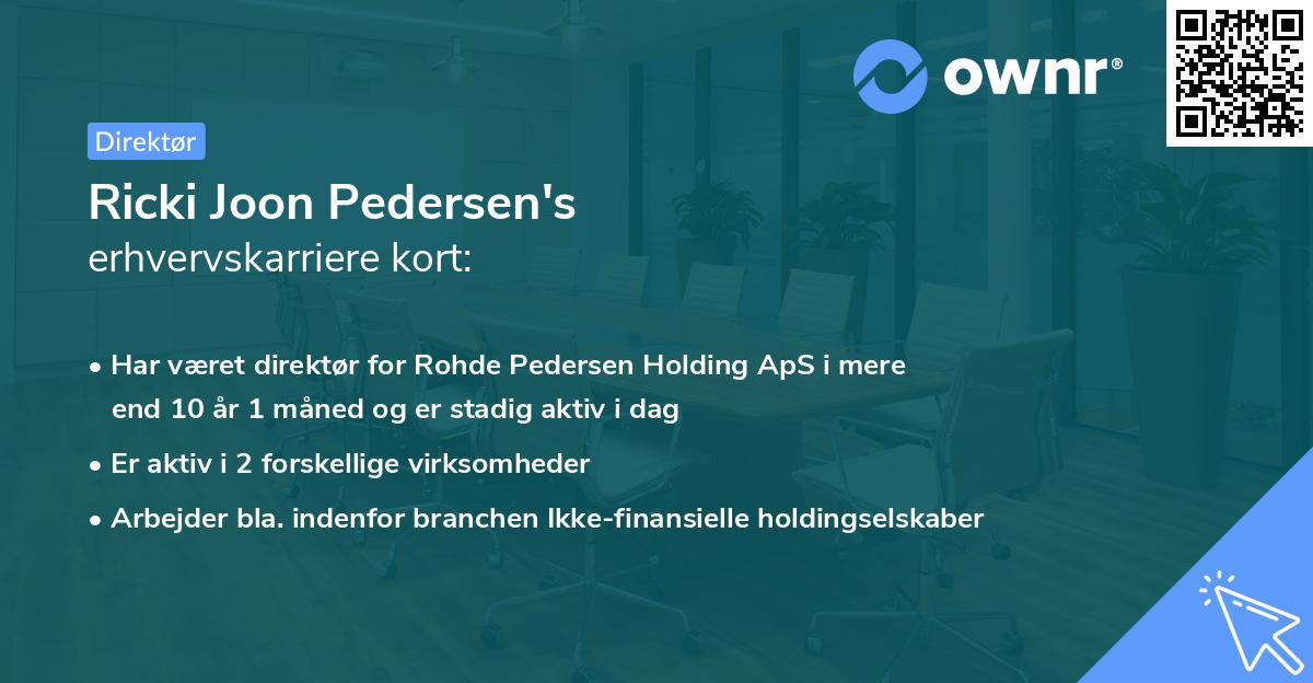 Ricki Joon Pedersen's erhvervskarriere kort