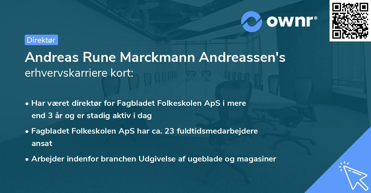 Andreas Rune Marckmann Andreassen's erhvervskarriere kort