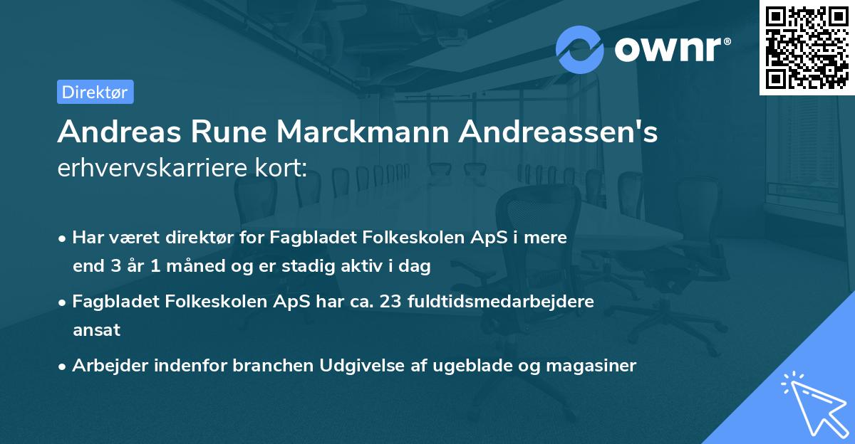 Andreas Rune Marckmann Andreassen's erhvervskarriere kort