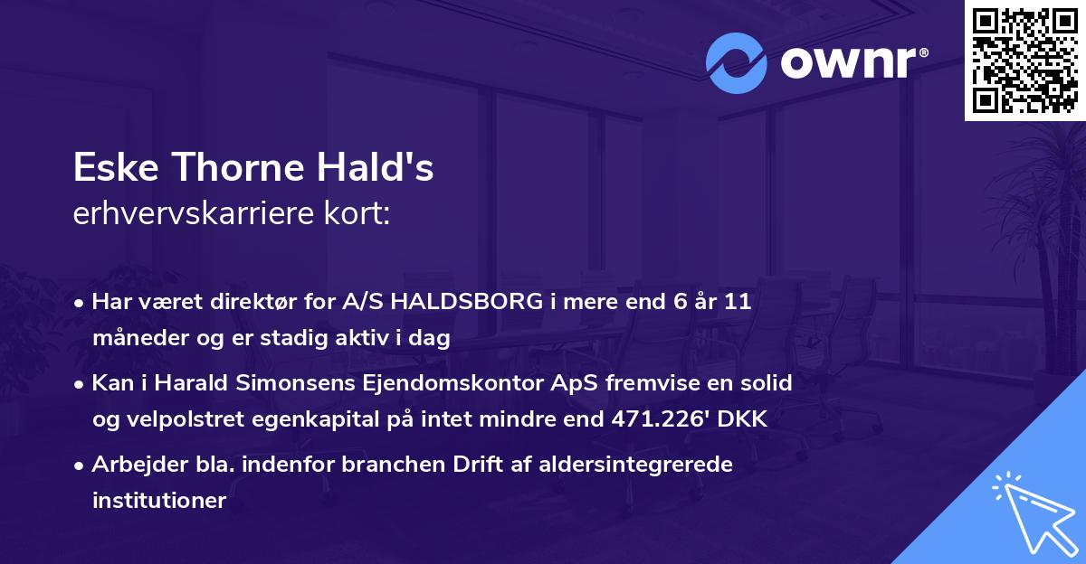 Eske Thorne Hald's erhvervskarriere kort