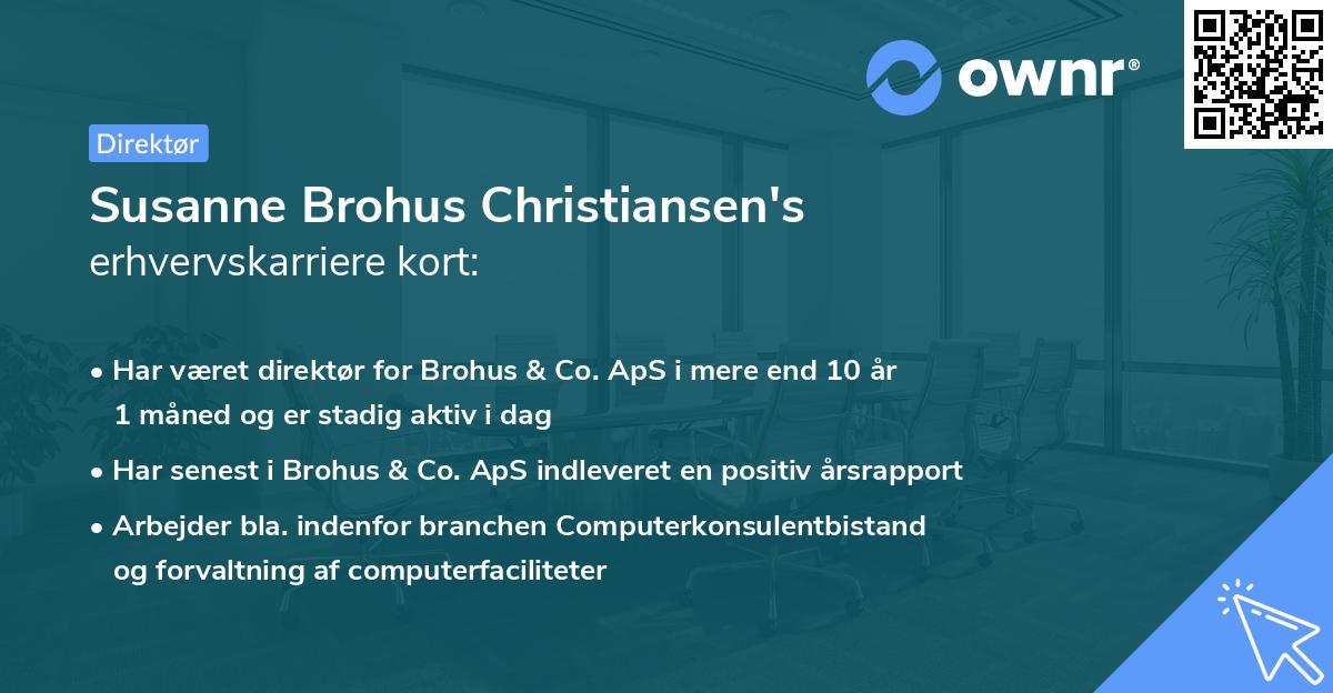 Susanne Brohus Christiansen's erhvervskarriere kort