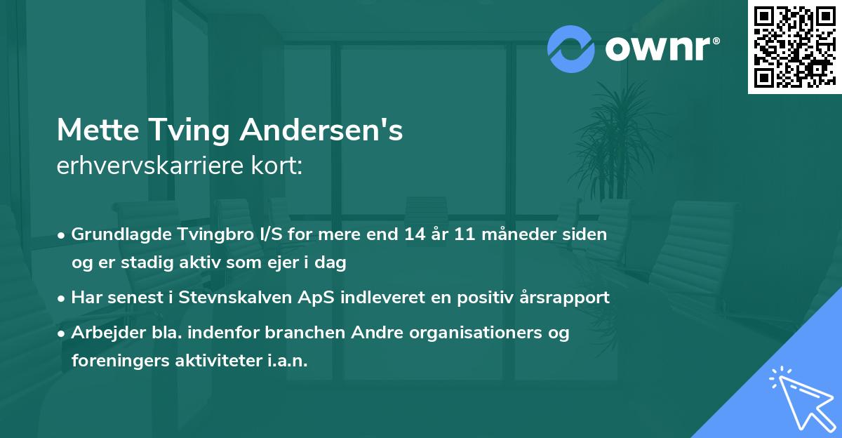 Mette Tving Andersen's erhvervskarriere kort