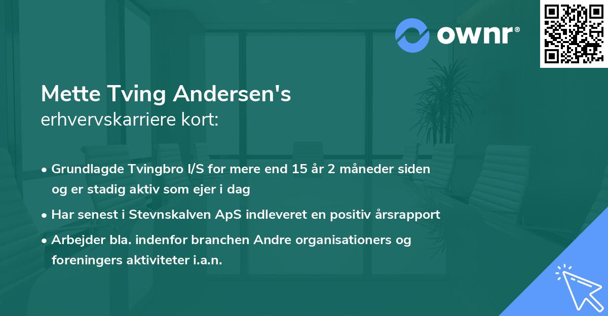 Mette Tving Andersen's erhvervskarriere kort