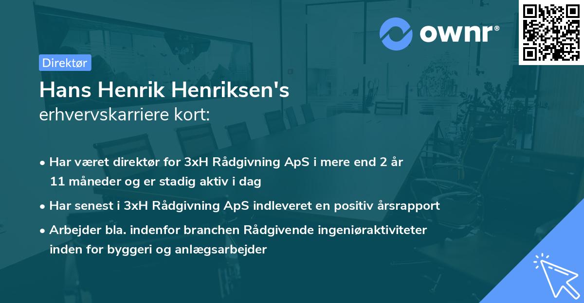Hans Henrik Henriksen's erhvervskarriere kort