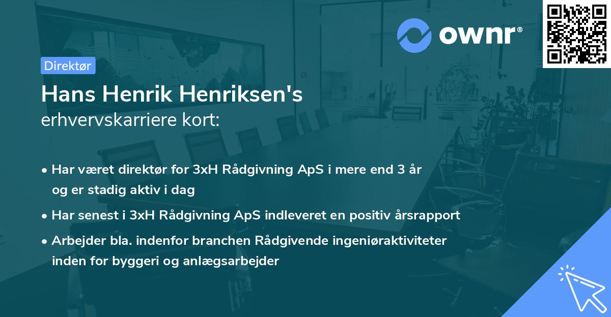 Hans Henrik Henriksen's erhvervskarriere kort