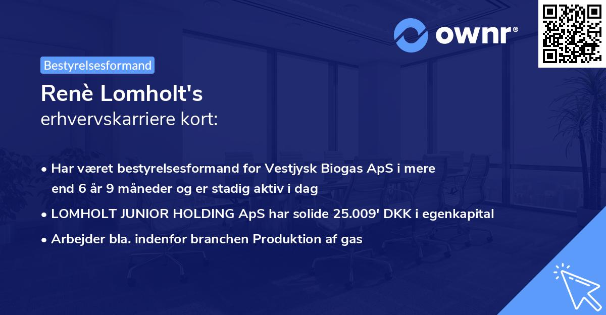Renè Lomholt's erhvervskarriere kort