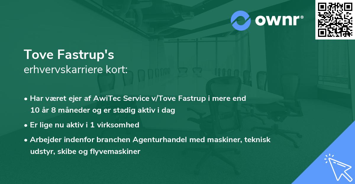 Tove Fastrup's erhvervskarriere kort