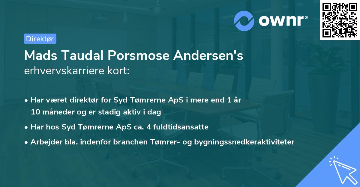 Mads Taudal Porsmose Andersen's erhvervskarriere kort