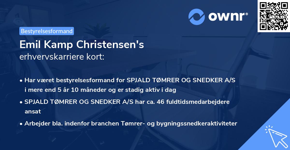 Emil Kamp Christensen's erhvervskarriere kort