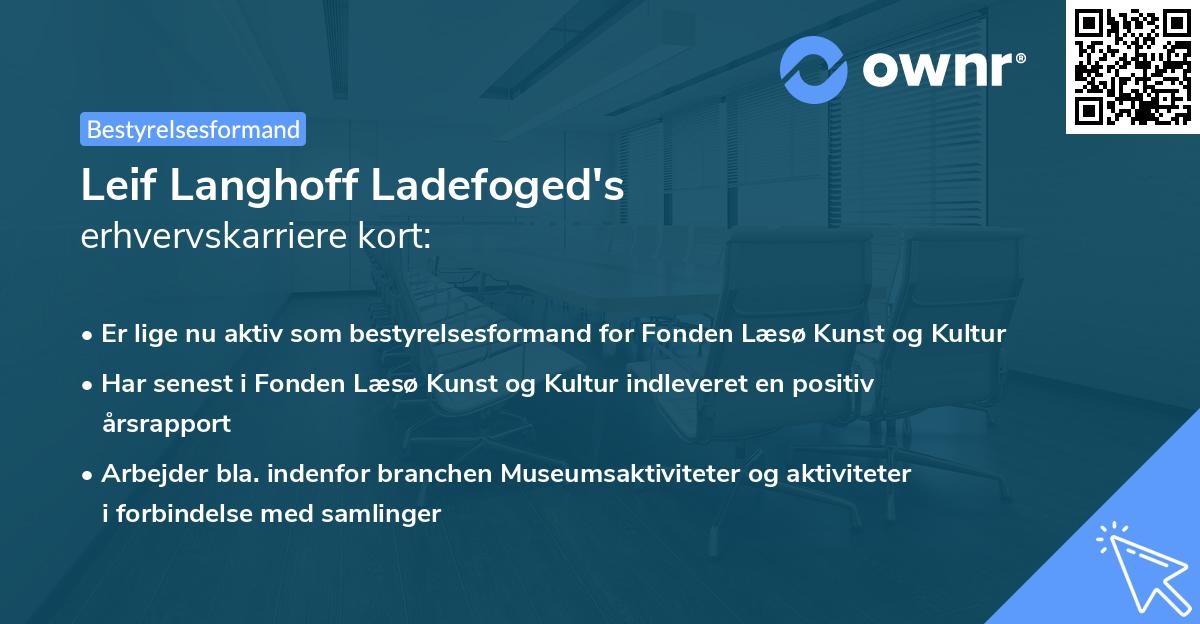 Leif Langhoff Ladefoged's erhvervskarriere kort