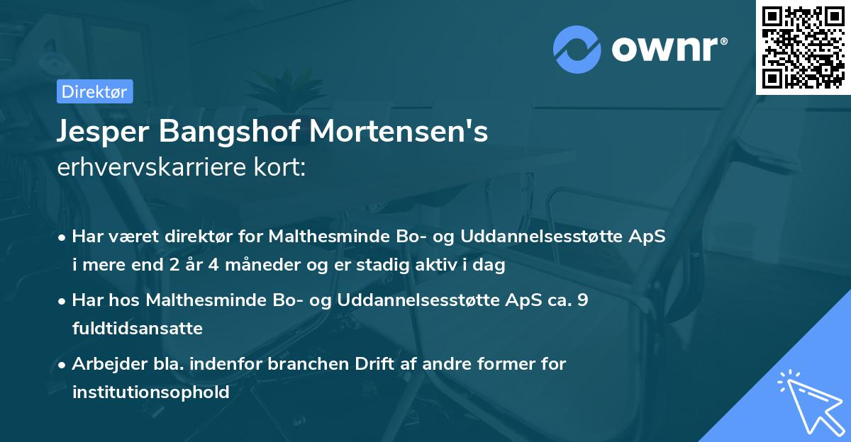 Jesper Bangshof Mortensen's erhvervskarriere kort