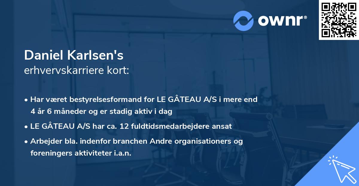Daniel Karlsen's erhvervskarriere kort