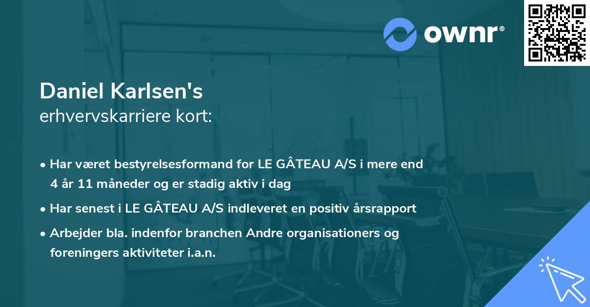 Daniel Karlsen's erhvervskarriere kort