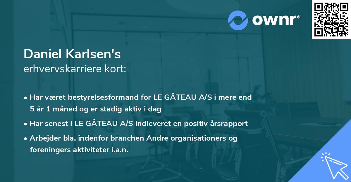 Daniel Karlsen's erhvervskarriere kort