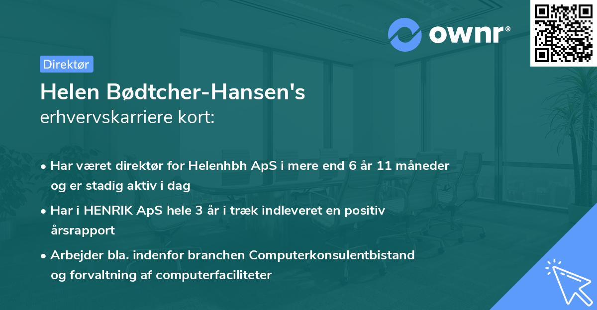 Helen Bødtcher-Hansen's erhvervskarriere kort