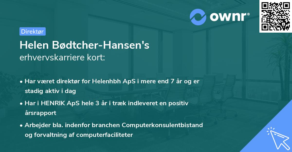 Helen Bødtcher-Hansen's erhvervskarriere kort