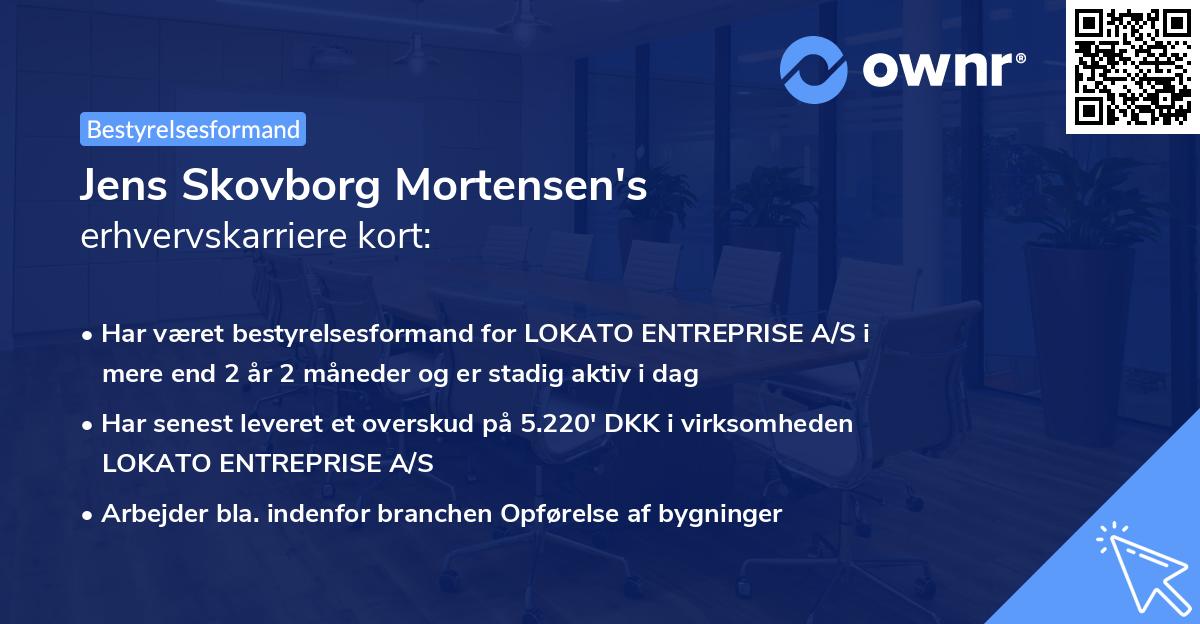 Jens Skovborg Mortensen's erhvervskarriere kort