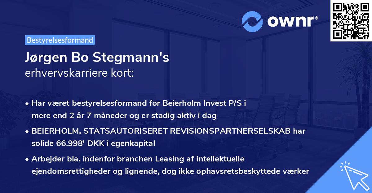 Jørgen Bo Stegmann's erhvervskarriere kort