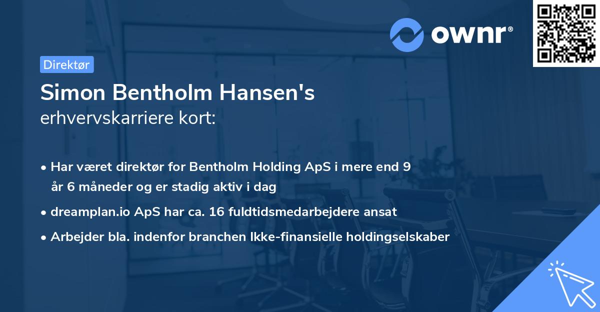 Simon Bentholm Hansen's erhvervskarriere kort
