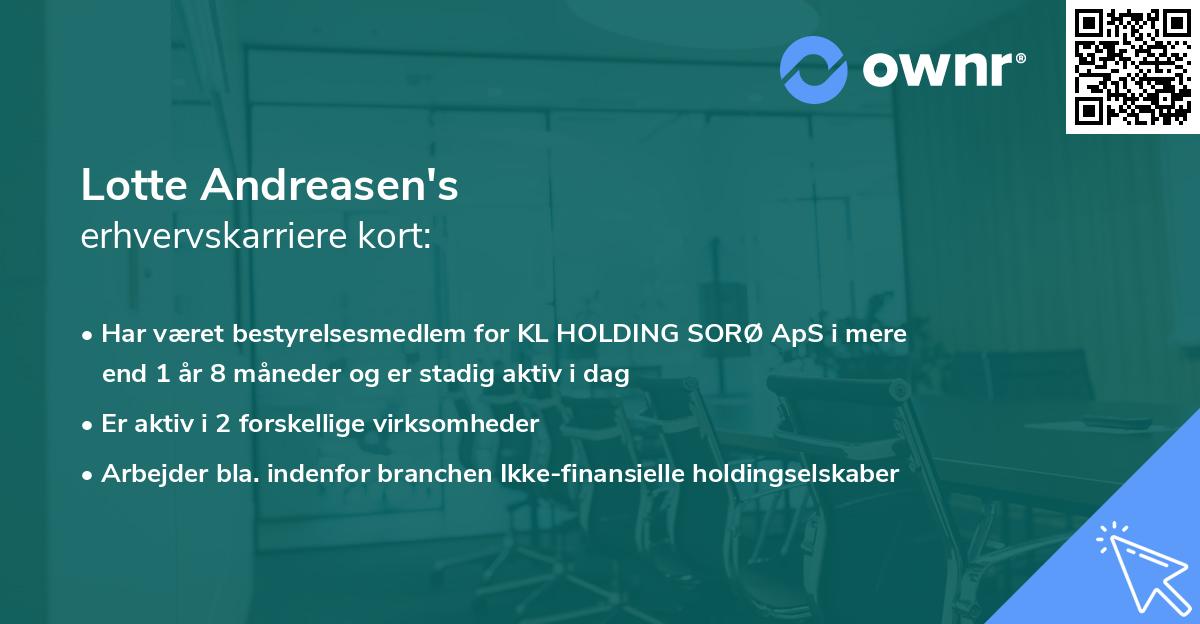 Lotte Andreasen's erhvervskarriere kort