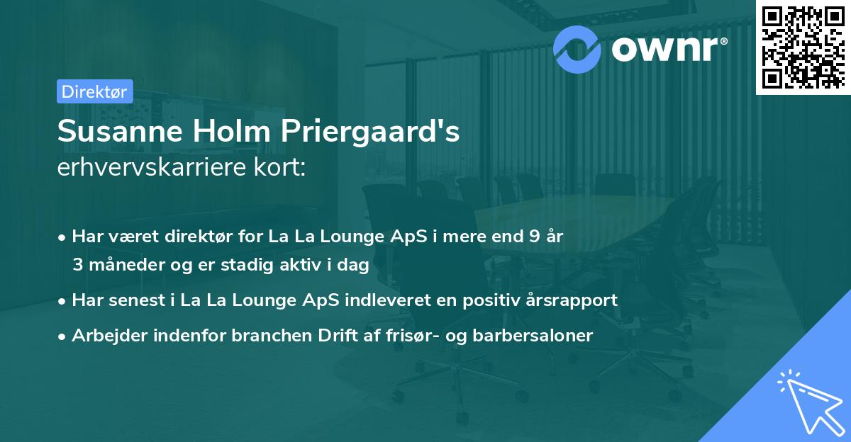 Susanne Holm Priergaard's erhvervskarriere kort