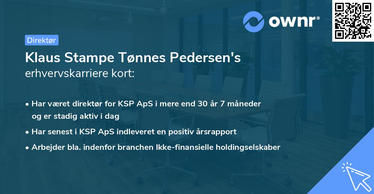 Klaus Stampe Tønnes Pedersen's erhvervskarriere kort
