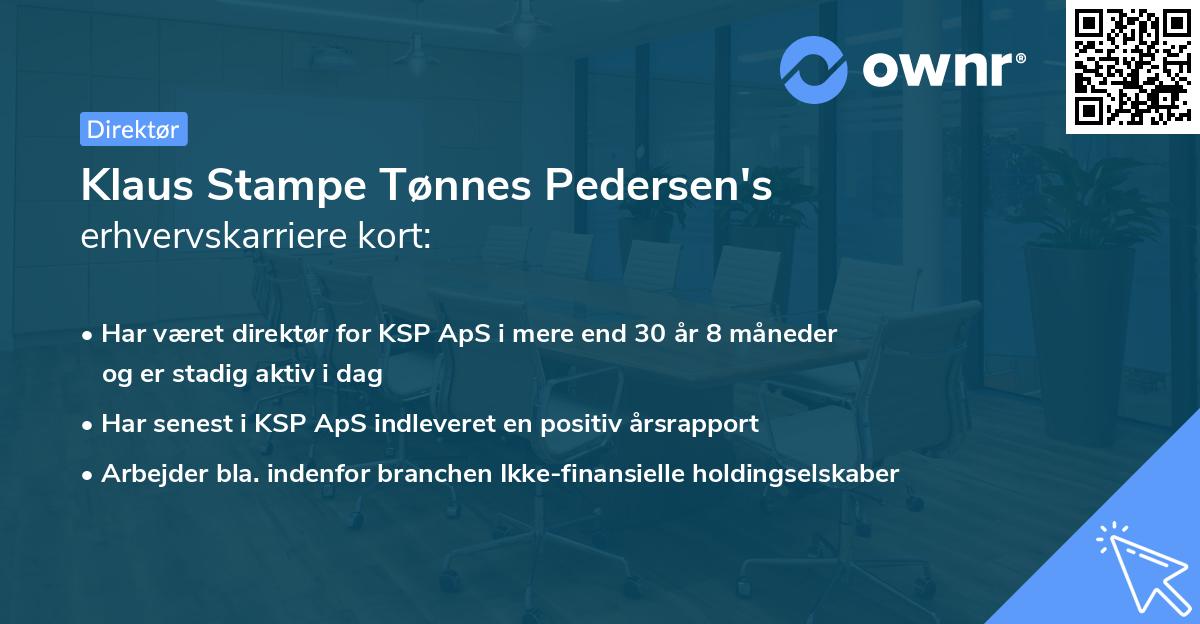 Klaus Stampe Tønnes Pedersen's erhvervskarriere kort