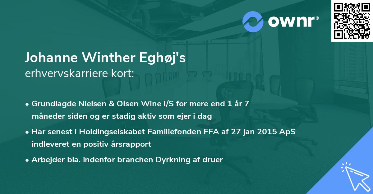 Johanne Winther Eghøj's erhvervskarriere kort