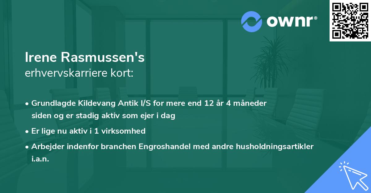 Irene Rasmussen's erhvervskarriere kort