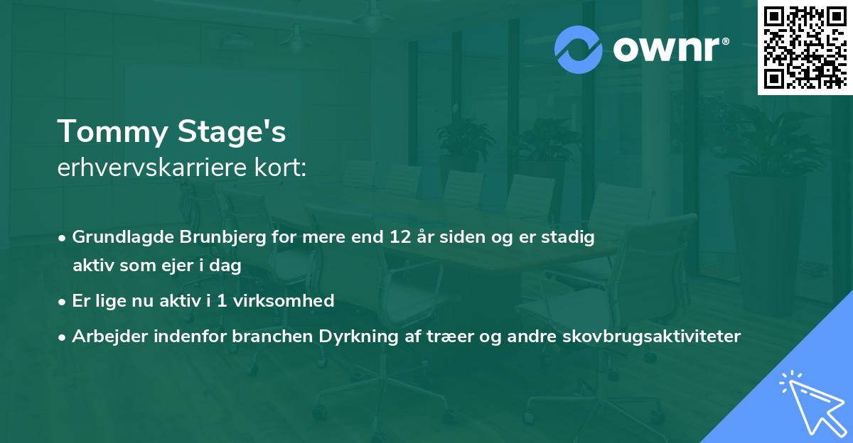 Tommy Stage's erhvervskarriere kort