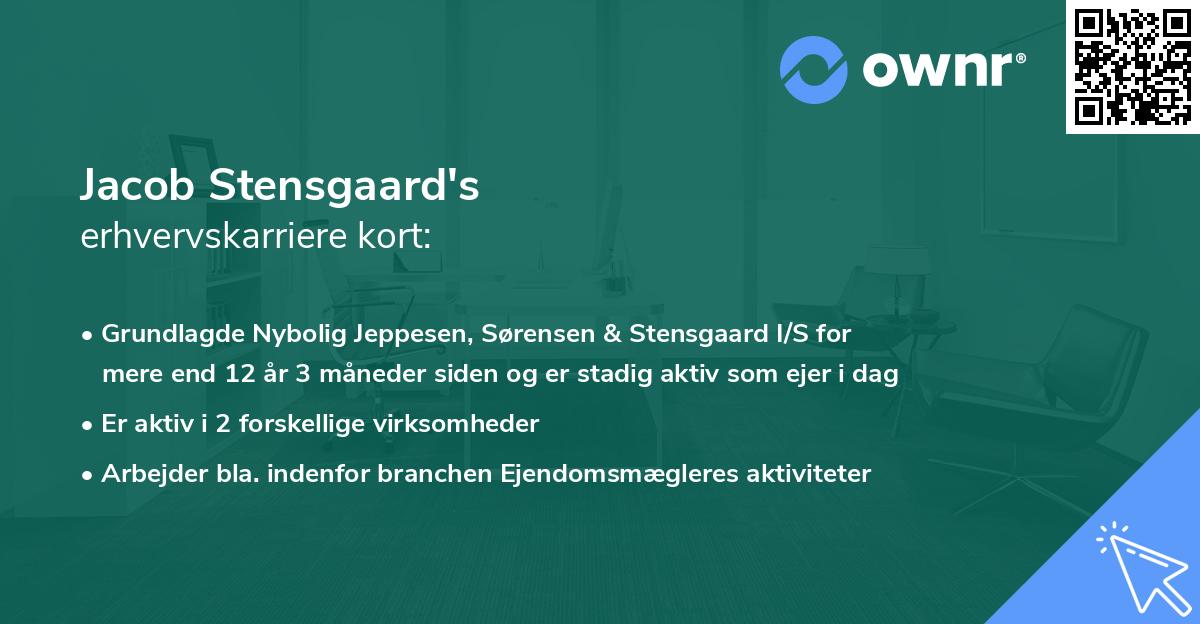 Jacob Stensgaard's erhvervskarriere kort