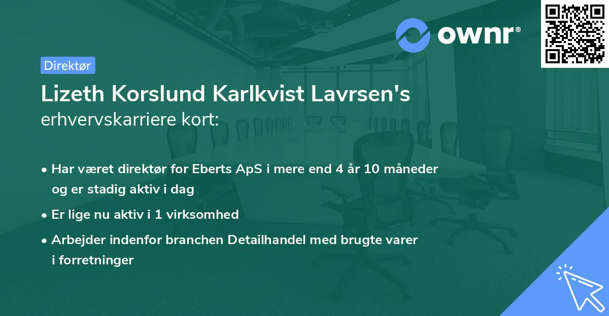 Lizeth Korslund Karlkvist Lavrsen's erhvervskarriere kort