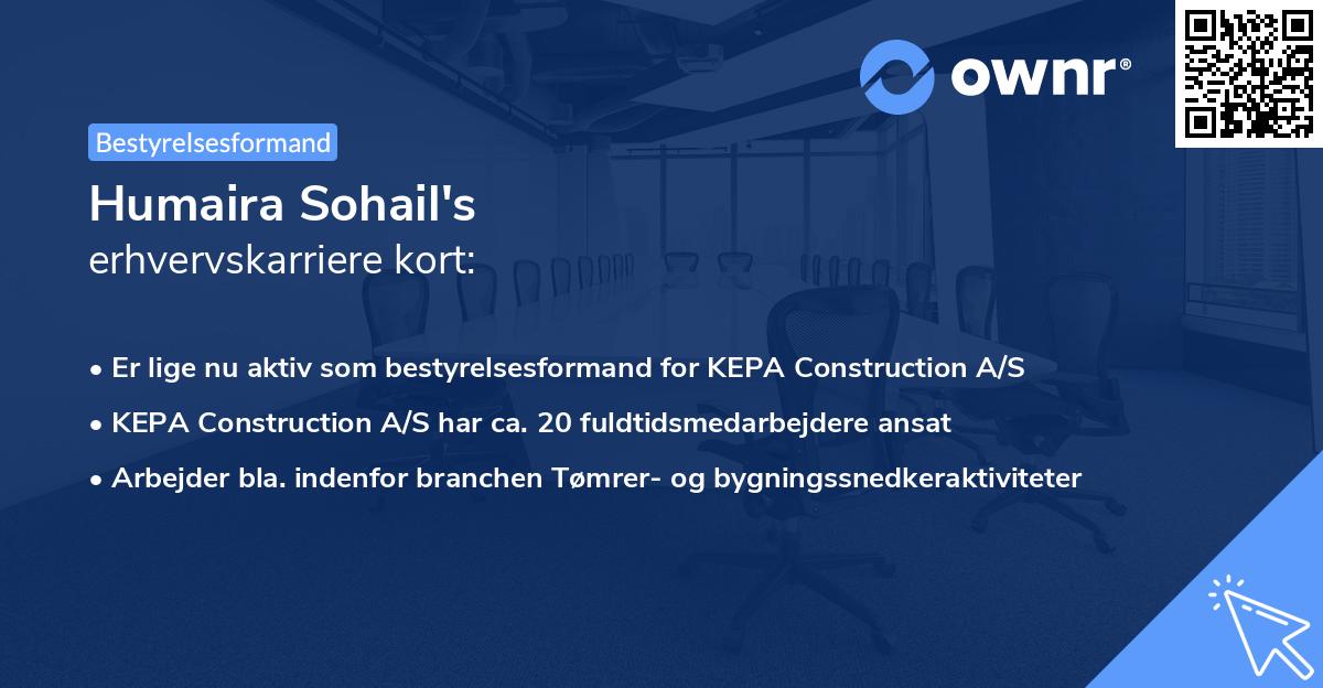 Humaira Sohail's erhvervskarriere kort