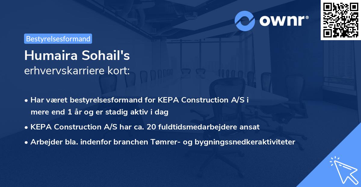 Humaira Sohail's erhvervskarriere kort