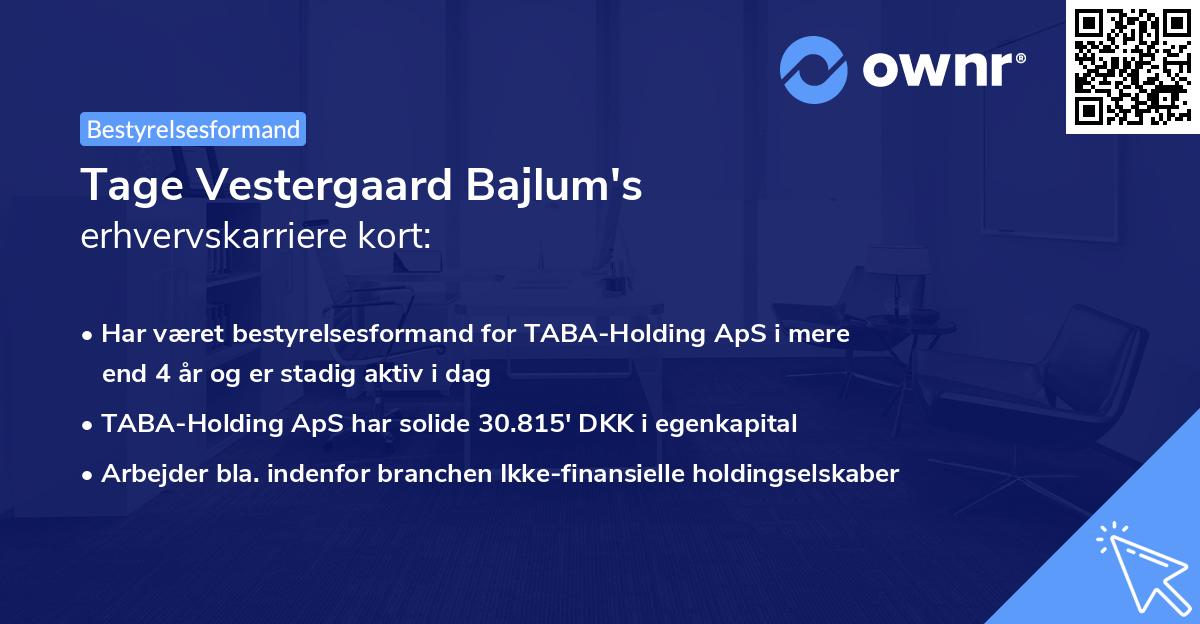 Tage Vestergaard Bajlum's erhvervskarriere kort