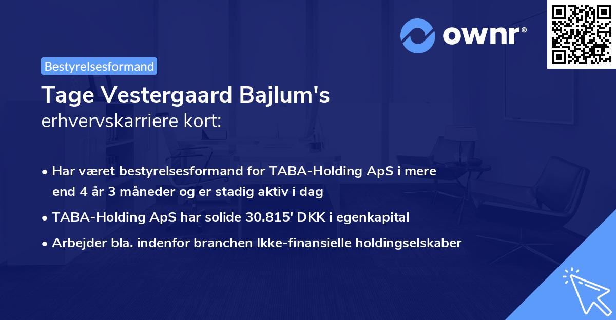 Tage Vestergaard Bajlum's erhvervskarriere kort