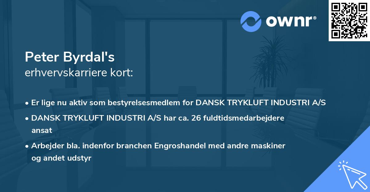 Peter Byrdal's erhvervskarriere kort