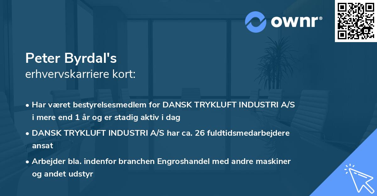Peter Byrdal's erhvervskarriere kort