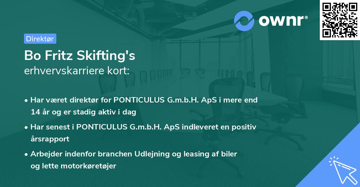 Bo Fritz Skifting's erhvervskarriere kort